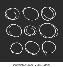 Hand drawn chalk selection chalk circles and ovals, Vector illustration