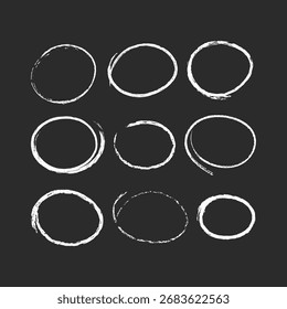 Hand drawn chalk selection multicoloured chalk circles and ovals, Vector illustration