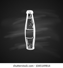 Hand Drawn Chalk Sketch of Soda. Illustration on Black Background