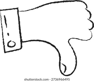 Hand Drawn Chalk Sketch Thumbs Down Dislike Symbol