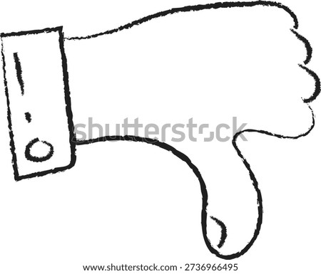 Hand Drawn Chalk Sketch Thumbs Down Dislike Symbol