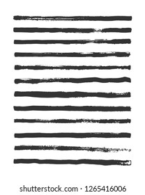 Hand drawn chalk stripes set. Abstract minimalism elements. Simple vector texture. Modern grunge swatch in monochrome. Flat background template for textile, print, card, product, web, interior design.