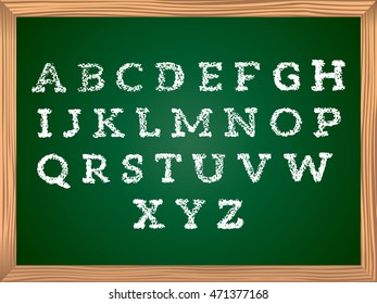 Hand drawn chalkboard font. Vector illustration