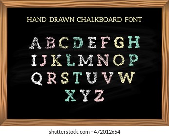 Hand drawn chalkboard font. Vector illustration