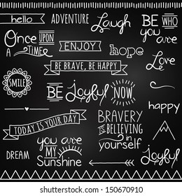 Hand Drawn Chalkboard Style Words, Quotes and Decoration