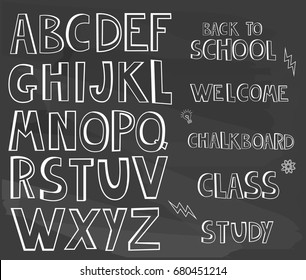 Hand drawn chalked alphabet. Editable vector illustration