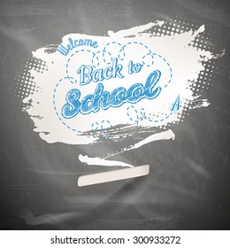 Hand drawn chalked speech bubble banner on school board background. EPS 10 vector file included