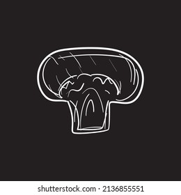 Hand drawn champignons. Sketchy mushrooms, sketch doodle champignon, scribble fungus, handdrawn cultivated mushroom, sketched edible agaricus, vector illustration