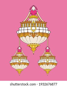 Hand drawn chandelier.  Vector illustration