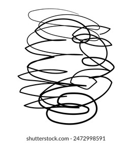 Hand drawn chaos line. scribble chaotic tangled line. random irregular intersecting lines. doodle chaotic tangled thin line, chaotic tangled line element isolated on white