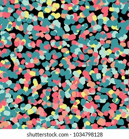 Hand drawn chaotic dots, spots and blobs vector seamless pattern