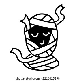 Hand drawn character design of cute mummy in doodle style