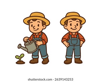 Hand drawn character farmer illustrations