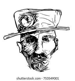 Hand drawn character head.