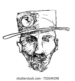 Hand drawn character head.