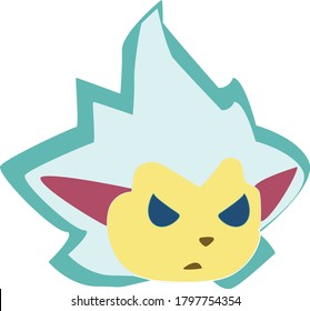 Hand drawn character head yellow and blue