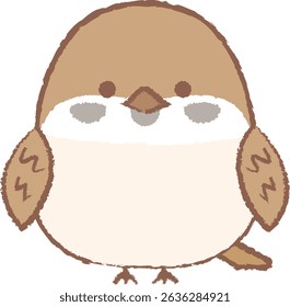Hand drawn character illustration of a cute sparrow.