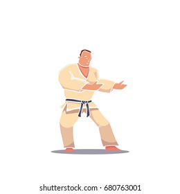 Hand Drawn Character Man in Kimono. Vector illustration