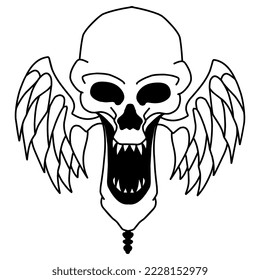 hand drawn character skull line art  