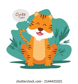 Hand drawn character tiger flat design