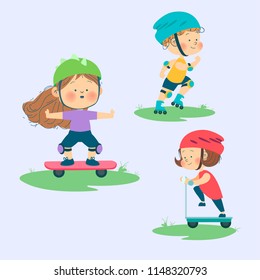 Hand drawn characters doing open air leisure activities