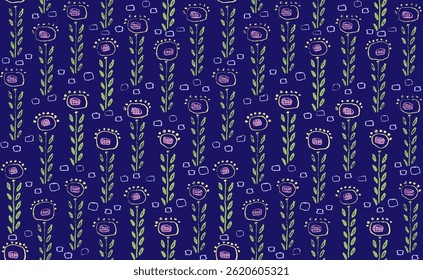 Hand drawn charcoal doodle flower decor Seamless pattern Childish girl style. Pencil drawings Color elements on chalkboard. Grunge chalk crayon scribbles doodles textures. Vector illustration.