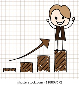 Hand Drawn up chart businessman