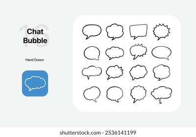 Hand Drawn Chat Bubble icon set