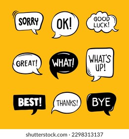 Hand drawn chat bubble vector element. Suitable for design of comic, infographic, and poster. Hand drawn text box element.