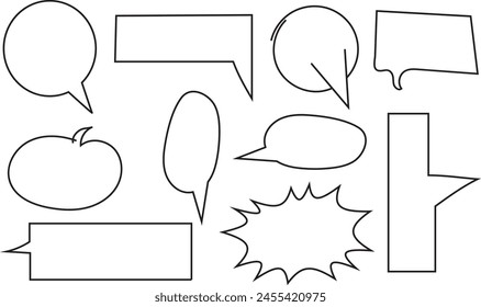 hand drawn chat bubbles and circular oval frames set. Hand drawn chat bubbles and circular oval frames set. Vector illustration. Empty speech bubbles for messages or reminders.