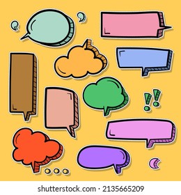 conjunto de stickers de burbujas de chat dibujado a mano