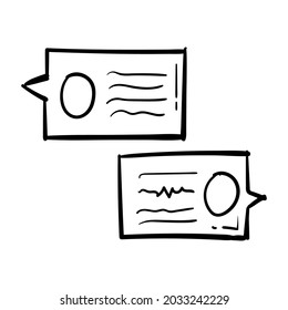 icono de comunicación de chat dibujado a mano en el estilo doodle aislado.
