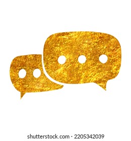 Hand drawn Chat sign icon in gold foil texture vector illustration