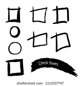 Hand drawn check boxes for designing check lists, business or financial documents