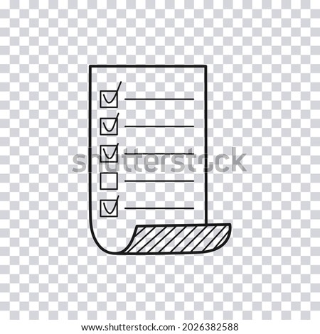 Hand drawn check lists paper isolated on transparent background. Sketch of check lists. Vector illustration.