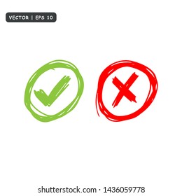 Hand drawn Check mark buttons. Vector illustration.