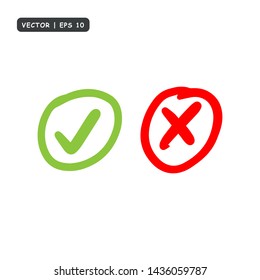 Hand drawn Check mark buttons. Vector illustration.