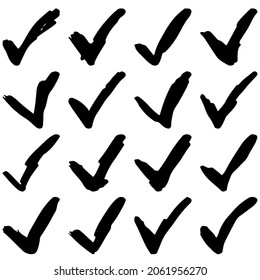 Hand drawn check mark collection. Vector graphic drawings