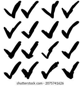 Hand drawn check mark collection. Vector graphic drawings