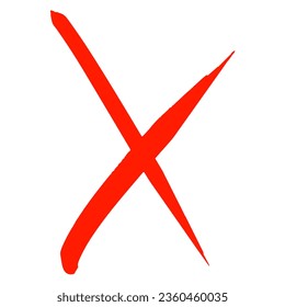 Cruz de marca de verificación dibujada a mano. Voz de elección de pincel de garabato. Esbozo de marcadores. Resaltar texto y objetos importantes.  Ilustración vectorial de material aislada en fondo blanco.