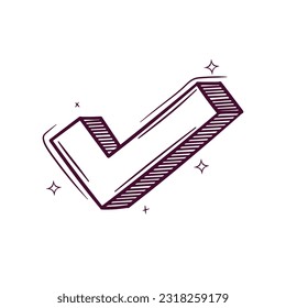 Hand Drawn Check Mark. Doodle Vector Sketch Illustration