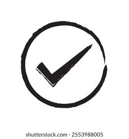 Hand drawn check mark doodle set. Marker right sign clipart. Ink scribble checkbox