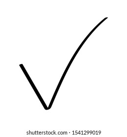 Hand drawn check mark flat icon on white background