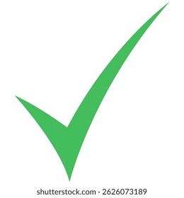 Hand Drawn Check Mark Icon. Green Tick Symbol, Vector Approval Button and Checkbox on Transparent Background