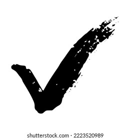 Ilustración de marca de verificación dibujada a mano. Marcador a la derecha del clipart. Casilla de verificación Grabar garabato. Elemento único