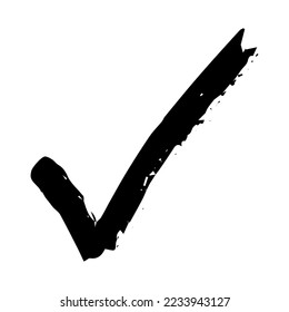 Hand drawn check mark illustration. Marker right sign clipart. Ink scribble checkbox. Single element