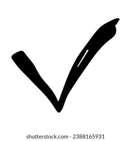 Hand drawn check mark illustration. Marker right sign clipart. Ink scribble checkbox. Single element