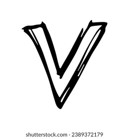 Ilustración de marca de verificación dibujada a mano. Marcador a la derecha del clipart. Casilla de verificación Grabar garabato. Elemento único