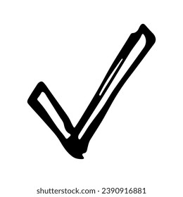 Ilustración de marca de verificación dibujada a mano. Marcador a la derecha del clipart. Casilla de verificación Grabar garabato. Elemento único