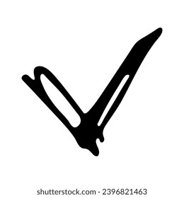 Hand drawn check mark illustration. Marker right sign clipart. Ink scribble checkbox. Single element